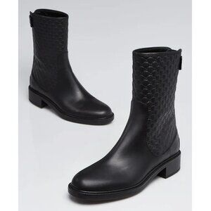 Gucci Black Microguccissima Leather Ankle Boots / Size 36 / Black GG Logo Emboss